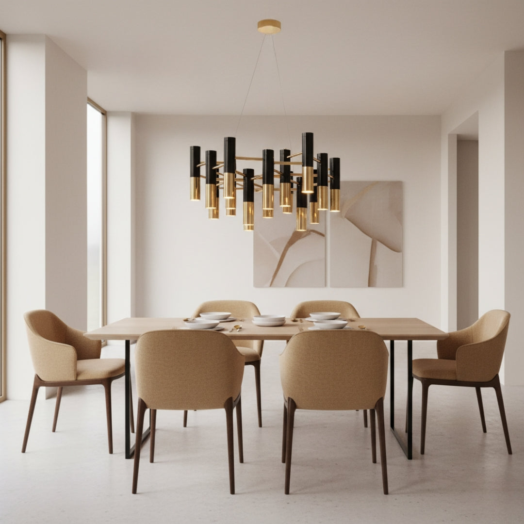 Lustre design en métal noir et doré – Italy