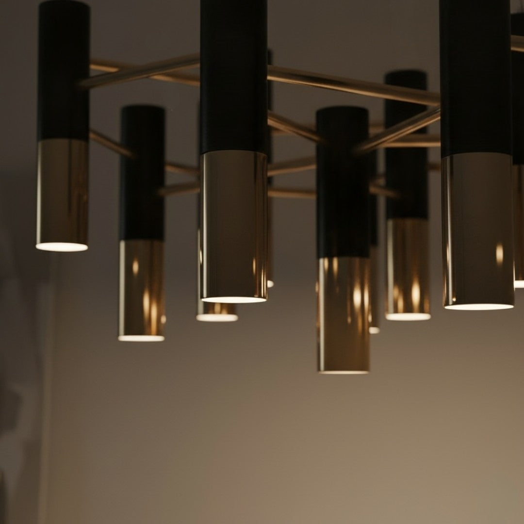 Lustre design en métal noir et doré – Italy