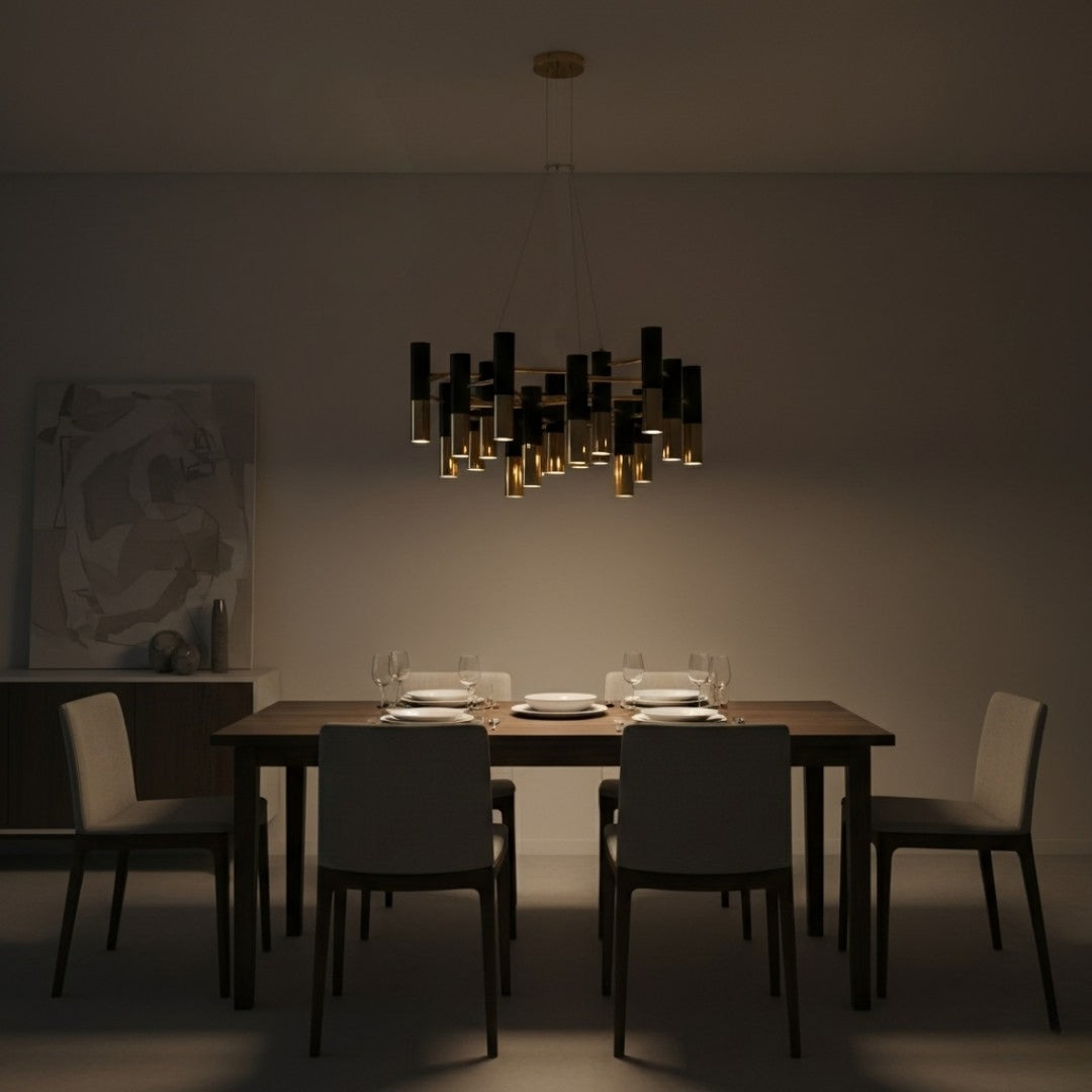 Lustre design en métal noir et doré – Italy