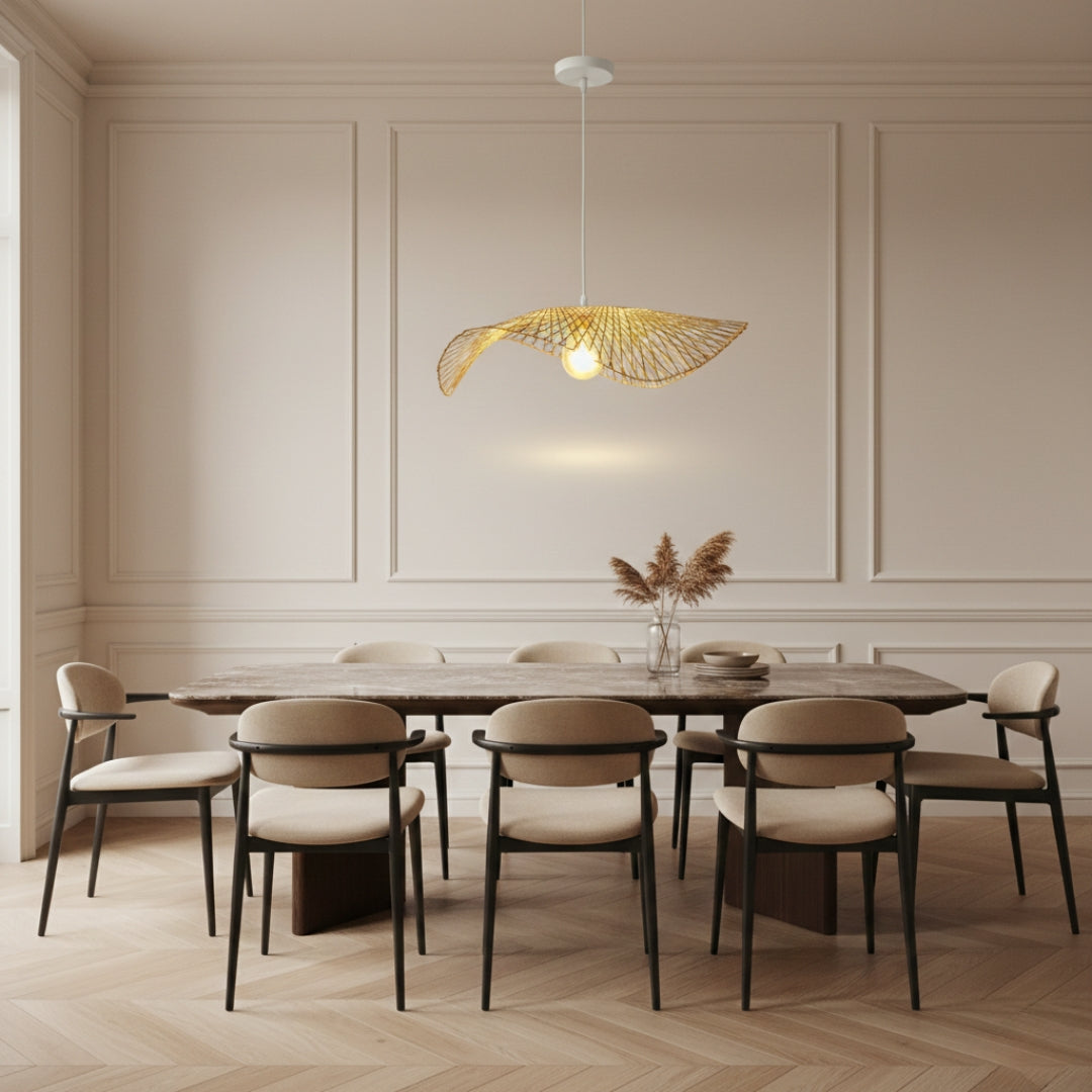 Lustres en osier tissé en bambou