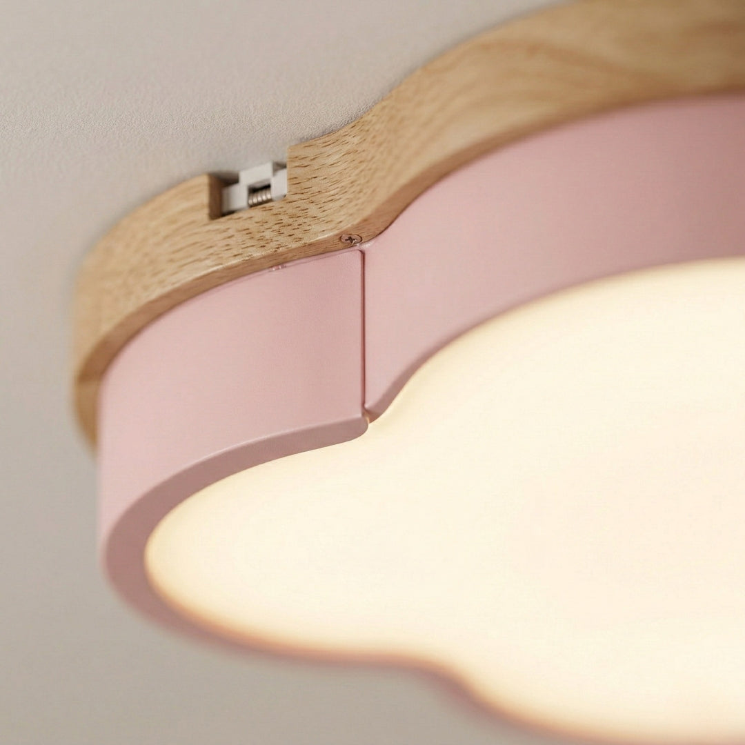 Plafonnier LED Bois Forme Nuage Design