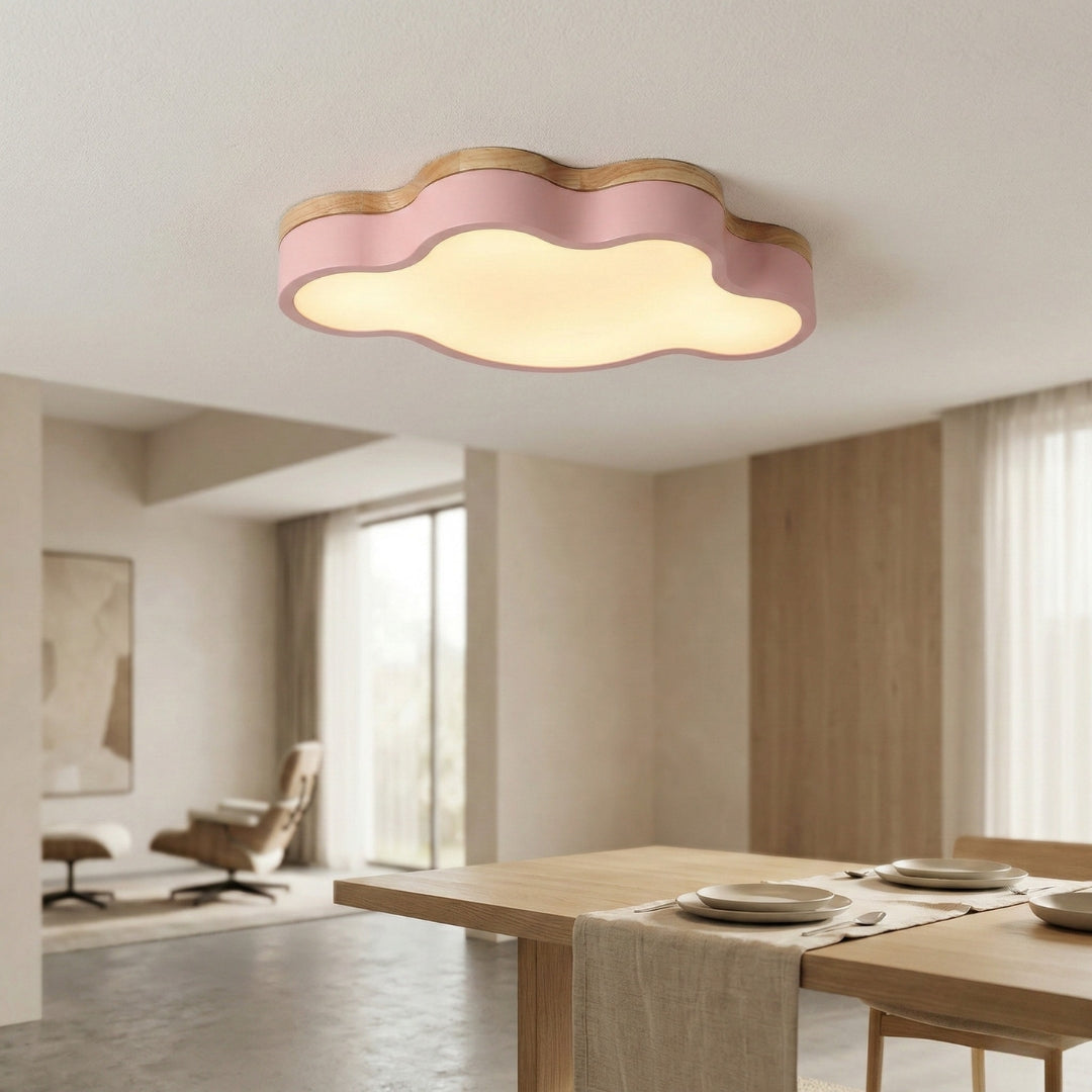 Plafonnier LED Bois Forme Nuage Design