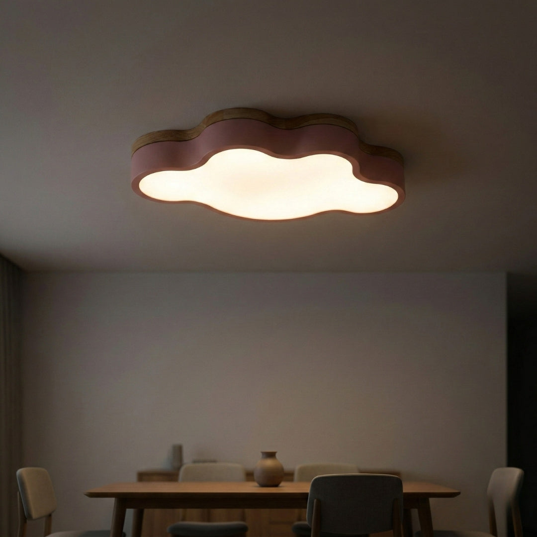 Plafonnier LED Bois Forme Nuage Design