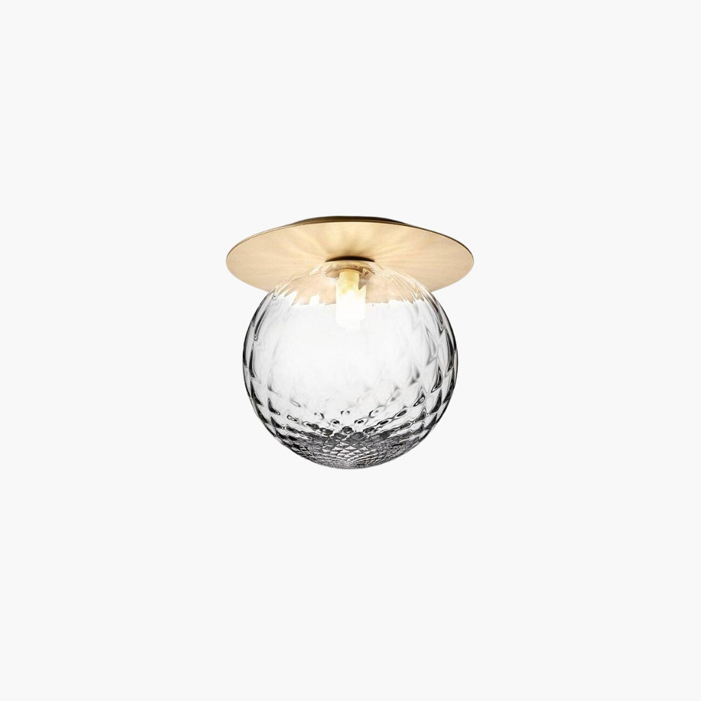 Plafonnier LED Rond Doré Verre Élégant