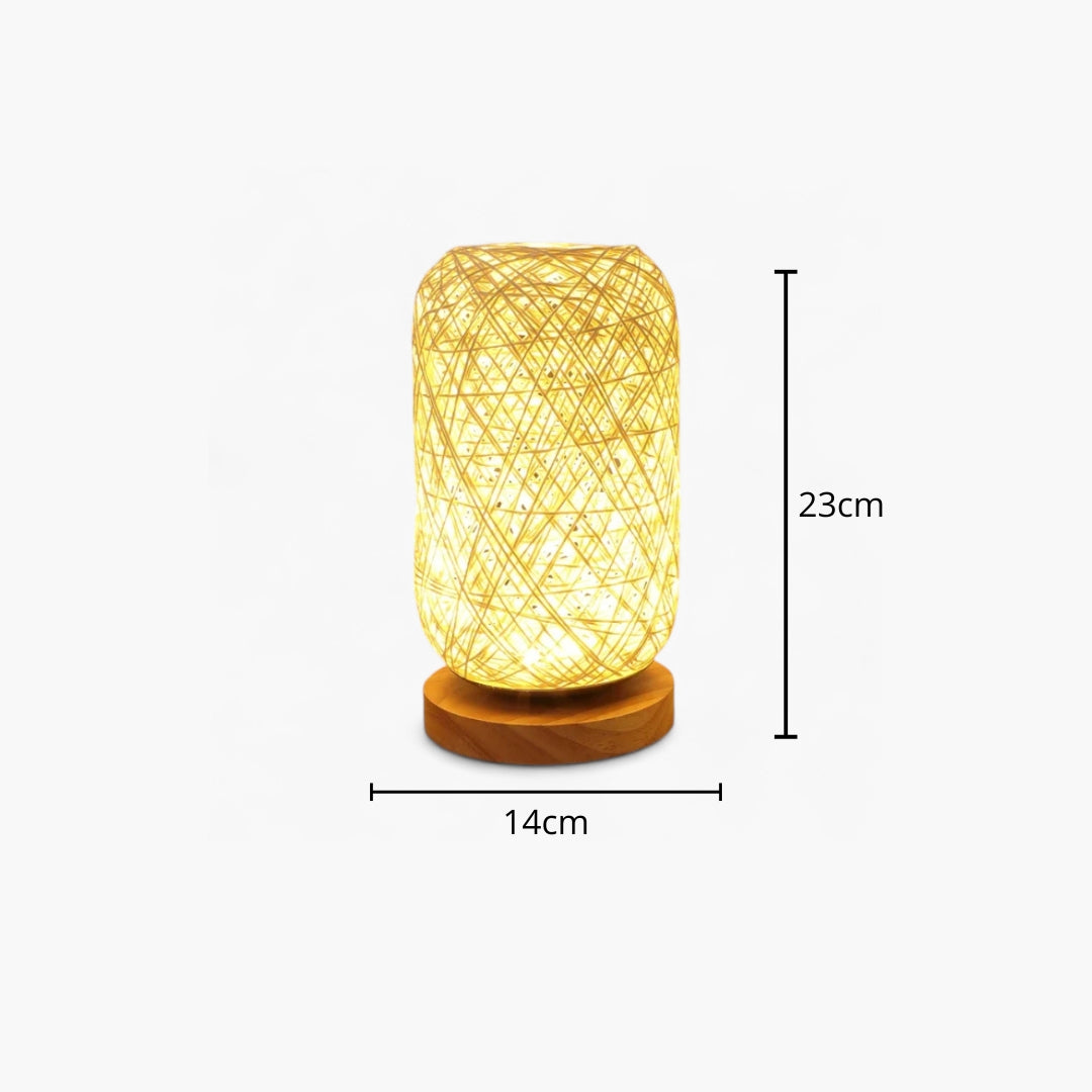 Lampe De Chevet Rotin Et Bois