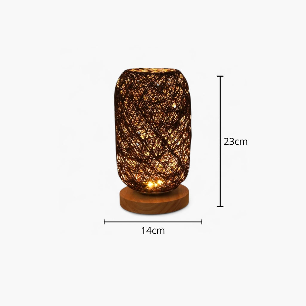 Lampe De Chevet Rotin Et Bois
