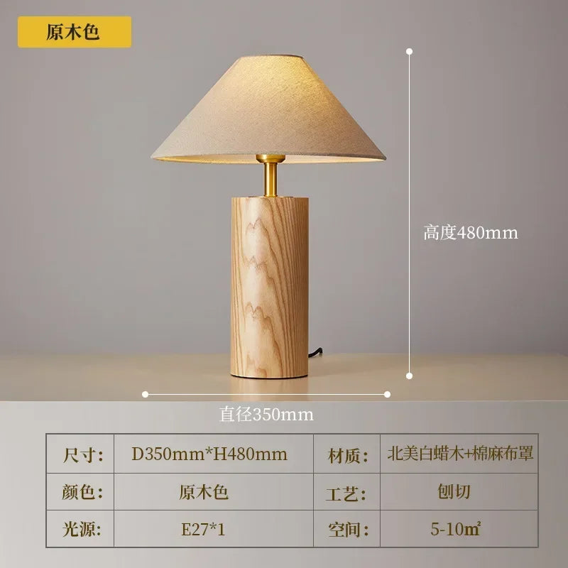 Nordic Original Ecology Color Solid Wood Vintage Pleated Reading Lamp Bedroom Home Decoration Lighting Lamp Lede27 Bulb