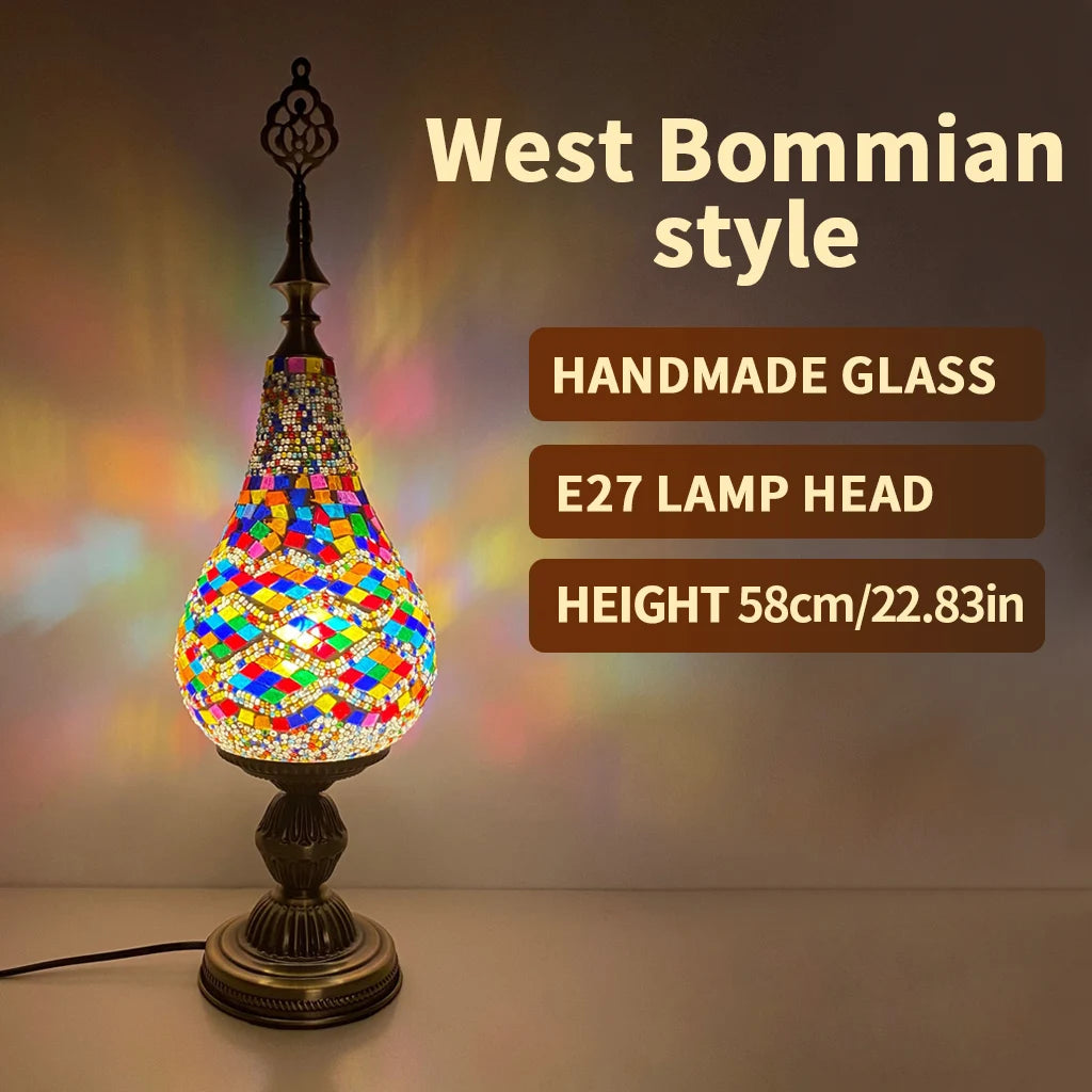 Moroccan Stained Glass Mosaic Table Lamp for Decor And Desk Lighting Ideal for Hallways Bedrooms Living Rooms & Studies