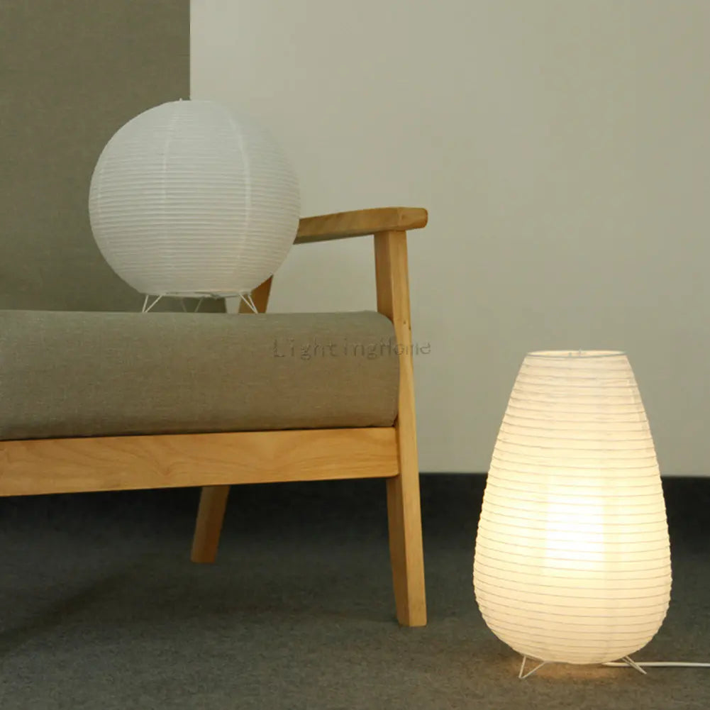 Nordic Paper Lantern Table Lamp Japanese Style Modern Living Study Room Bedroom Bedside LED Night Lighting Decor Drop Shipping