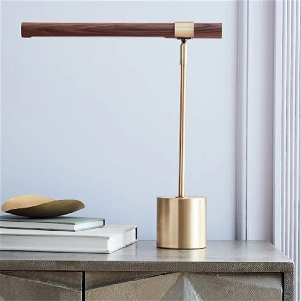 Modern simple wood grain LED desk lamp hotel art decoration table lamp bedroom study eye protection reading table lamp indoor
