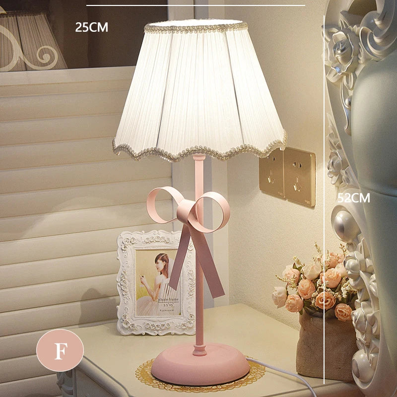 Pink Princess Room Bow Table Lamps Pink Bow Lamp Creative Nordic Children's Room Baby Room Bedside Girl Bedroom Table Lights LED