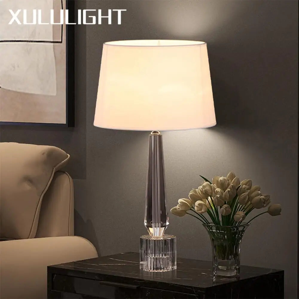 Modern Crystal Table Lamp Living Room Bedroom Bedside Table Remote Control Desk Lamp Room Decoration LED Light Fixture