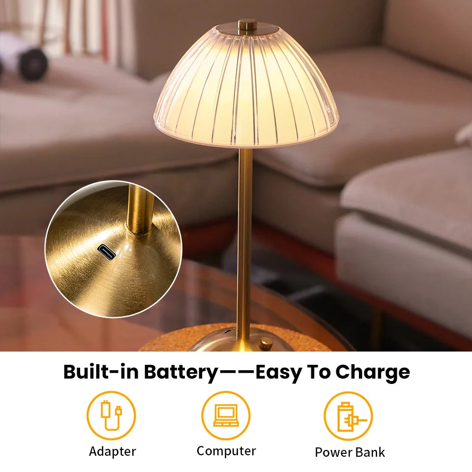 LED Table Lamp Touch Lamp Reading Light Rechargeable Light Wireless Retro Night Lamp Nordic For Study Bedroom Desk Lamp Bar Home