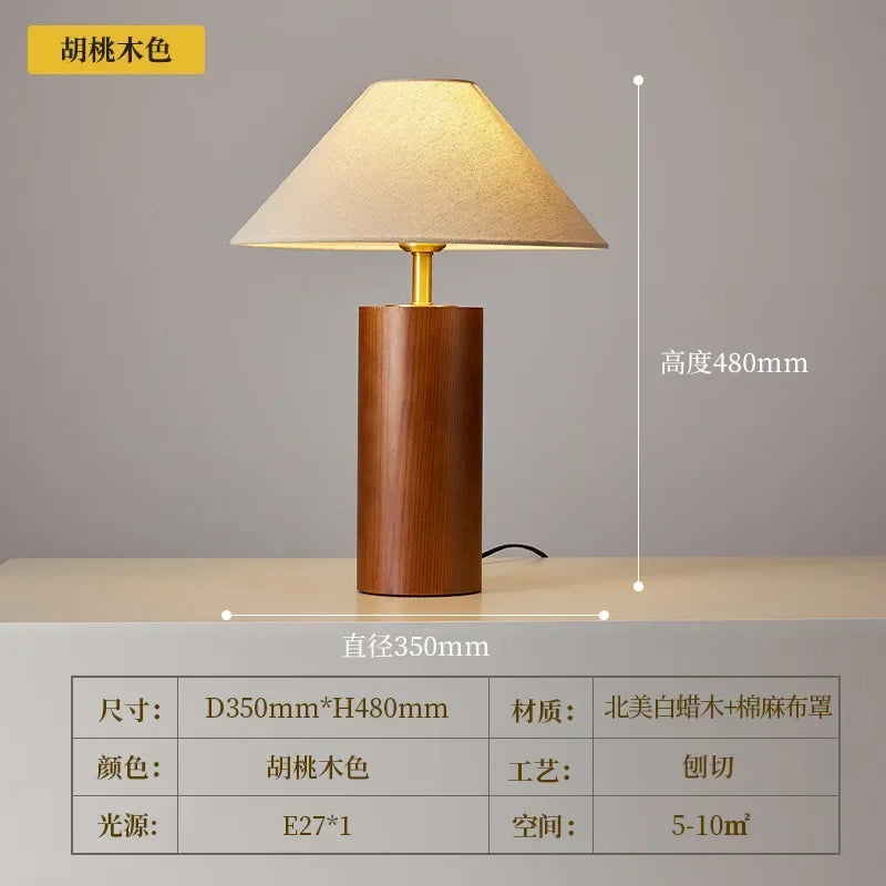 Nordic Original Ecology Color Solid Wood Vintage Pleated Reading Lamp Bedroom Home Decoration Lighting Lamp Lede27 Bulb