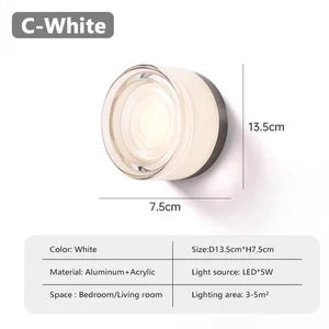 Nordic LED Wall Lamp Amber Jelly Interior Decoration Acrylic Small Wall Lamp Bedroom Living Room Balcony Entrance Hotel Lighting