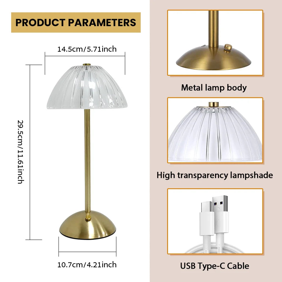 LED Table Lamp Touch Lamp Reading Light Rechargeable Light Wireless Retro Night Lamp Nordic For Study Bedroom Desk Lamp Bar Home