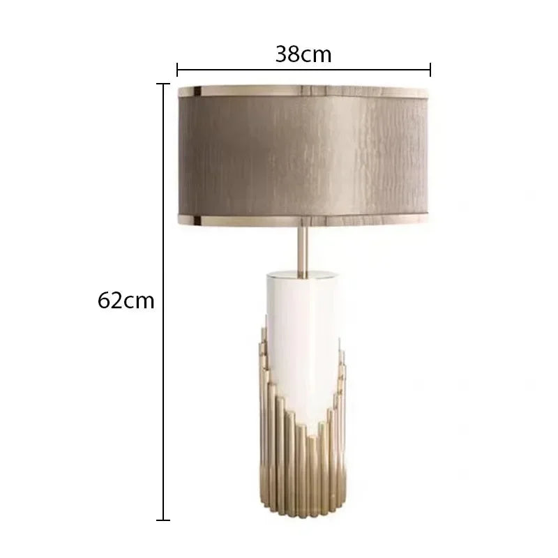 Nordic Designer's Luxury LED Desk Lamp Marble Creative Hotel Bedroom Headboard Study Fabric Lampshade Art Atmosphere Table Light