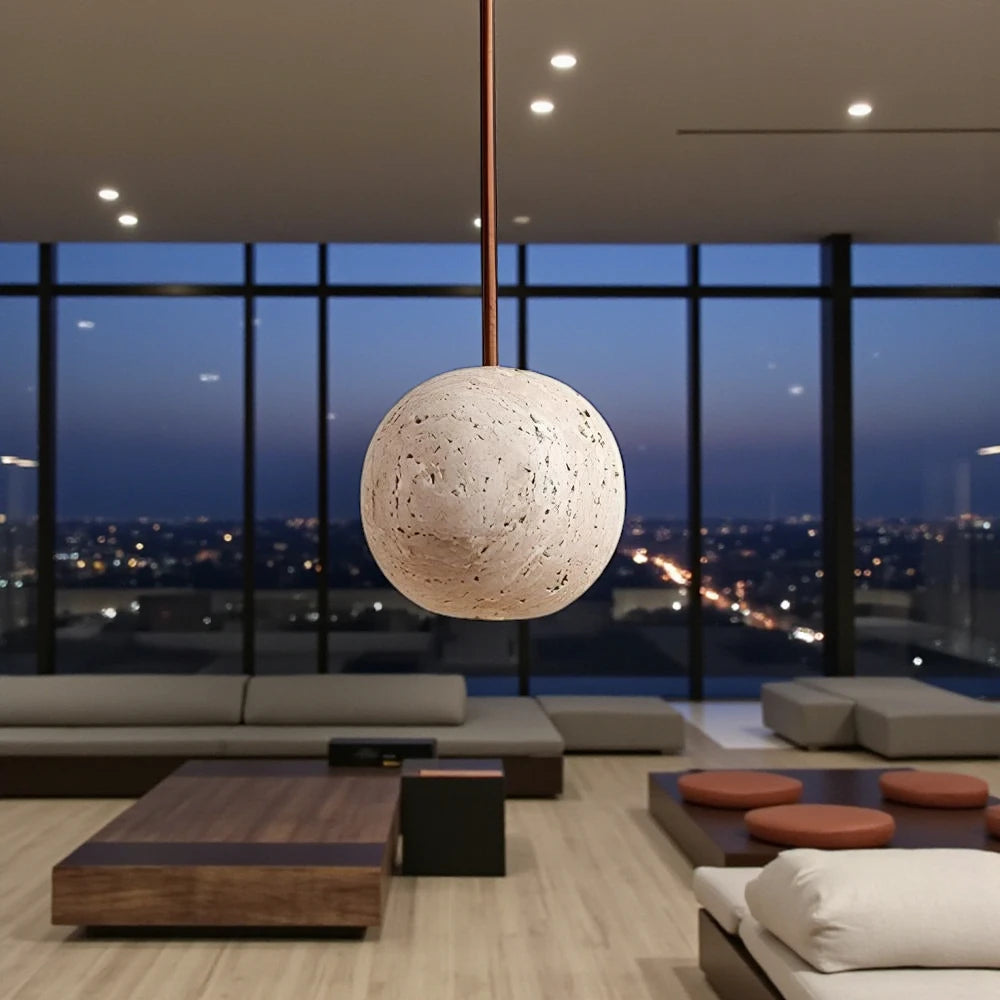 Lampe De Chevet Suspendu Pierre Travertin