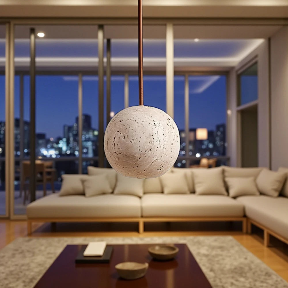 Lampe De Chevet Suspendu Pierre Travertin