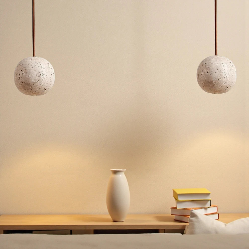 Lampe De Chevet Suspendu Pierre Travertin