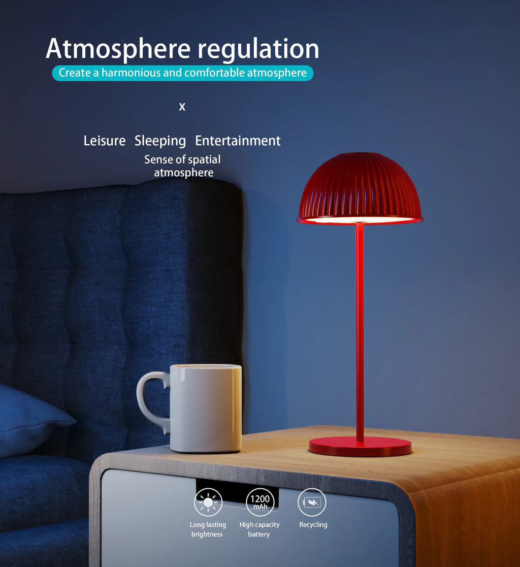 Modern Luxury Desk Night Light Camping Portable Outdoor Folding Mushroom LED Cordless Battery Rechargeable Table Lamp Restaurant
