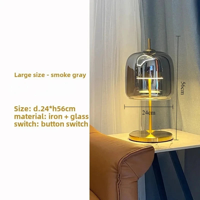 Modern Glass Art Led Table Lamp Designer Smoky Gray Cognac Glass Desk Floor Lamp Living Room Bedroom Bedsidee Decorative Home