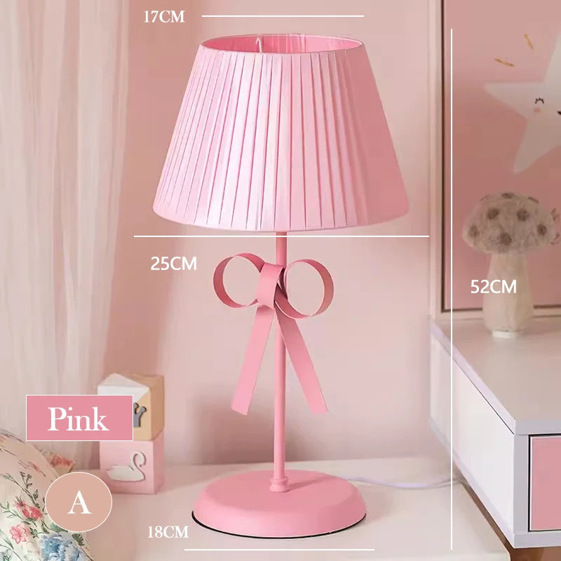 Pink Princess Room Bow Table Lamps Pink Bow Lamp Creative Nordic Children's Room Baby Room Bedside Girl Bedroom Table Lights LED