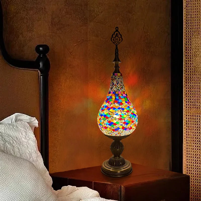 Moroccan Stained Glass Mosaic Table Lamp for Decor And Desk Lighting Ideal for Hallways Bedrooms Living Rooms & Studies