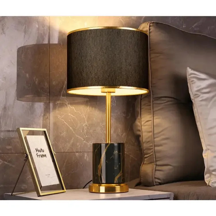 New Simple LED Fabric Lampshade American Table Lamp Bedroom Bedside Atmosphere Lighting Lamps