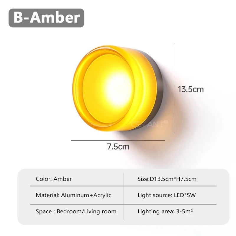 Nordic LED Wall Lamp Amber Jelly Interior Decoration Acrylic Small Wall Lamp Bedroom Living Room Balcony Entrance Hotel Lighting