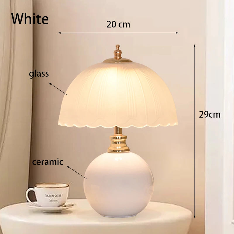 Modern Ceramic Glass Desktop Book Lamp Bedroom Bedside Table Lamp Light Luxury Atmosphere Children's Room Princess Table Lamp