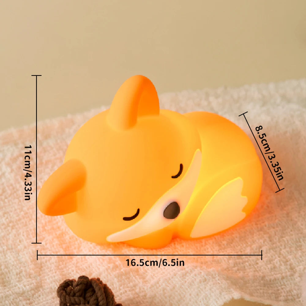 Fox Night Light,silicone lamp,USB charging,Artistic decorative items,birthday gift for friend,Travel,emergency light,timing