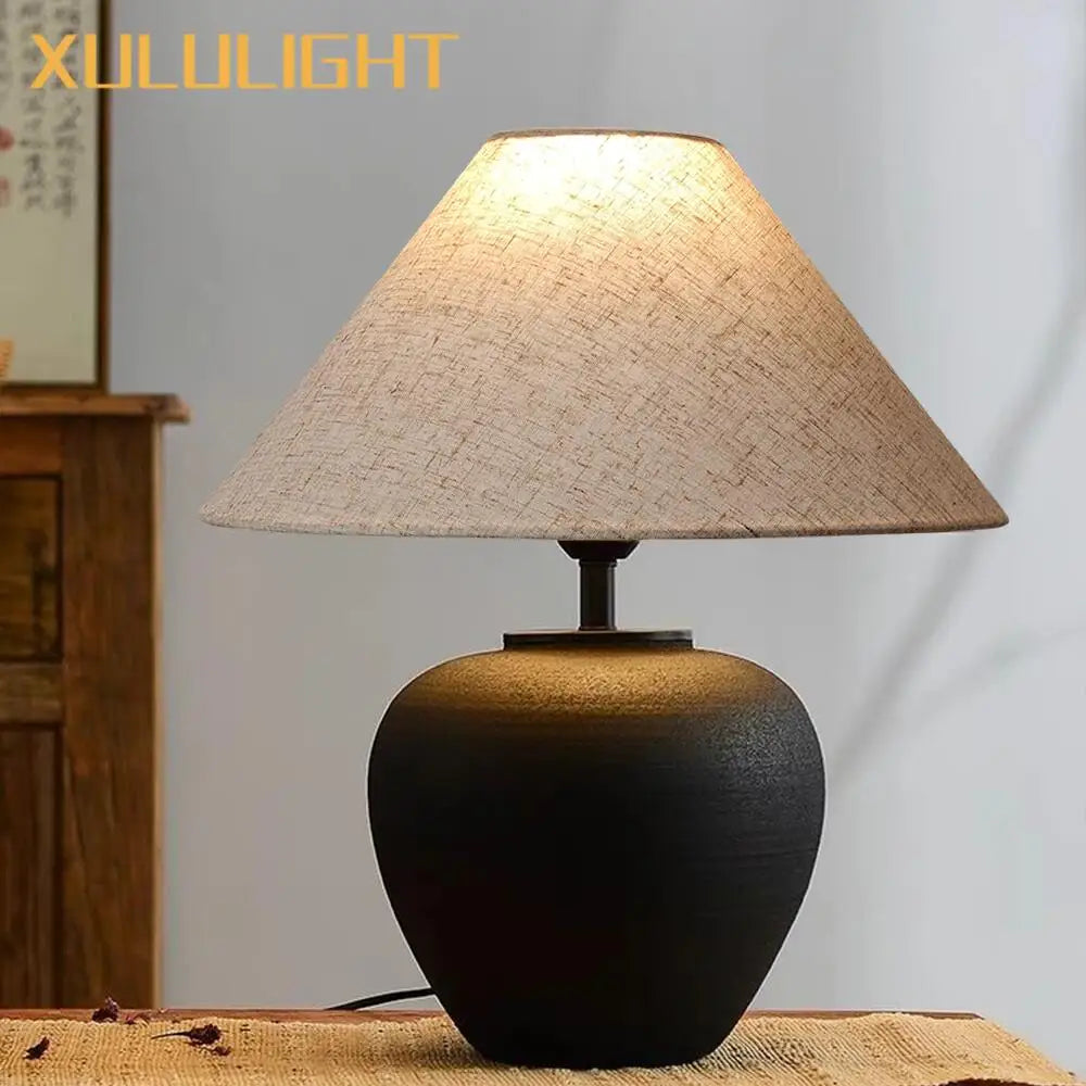 Ceramic Desk Lamp Wabi Sabi Style Mushroom Lamp Retro Bedside Decoration Table Lamp Bedroom Study Decoration Light Fixture
