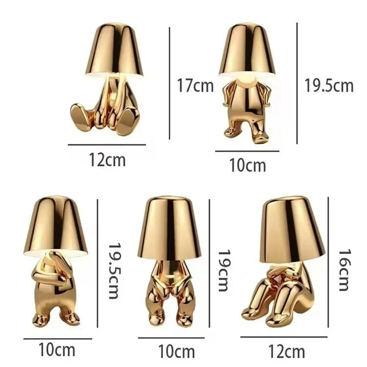 Modern New Thinker Golden Statue Desk Lamp Bedroom Touch Atmosphere Usb Charging Decorative Desk Lamp Ornament