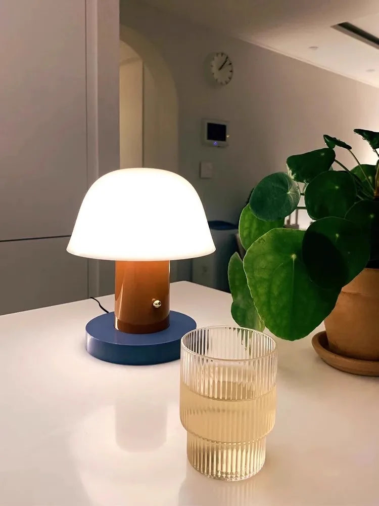 Cordless Mushroom Table Lamp Rechargeable Battery Operated Small Mushroom Night Light for Bedroom Living Room Restaurant Outdoor