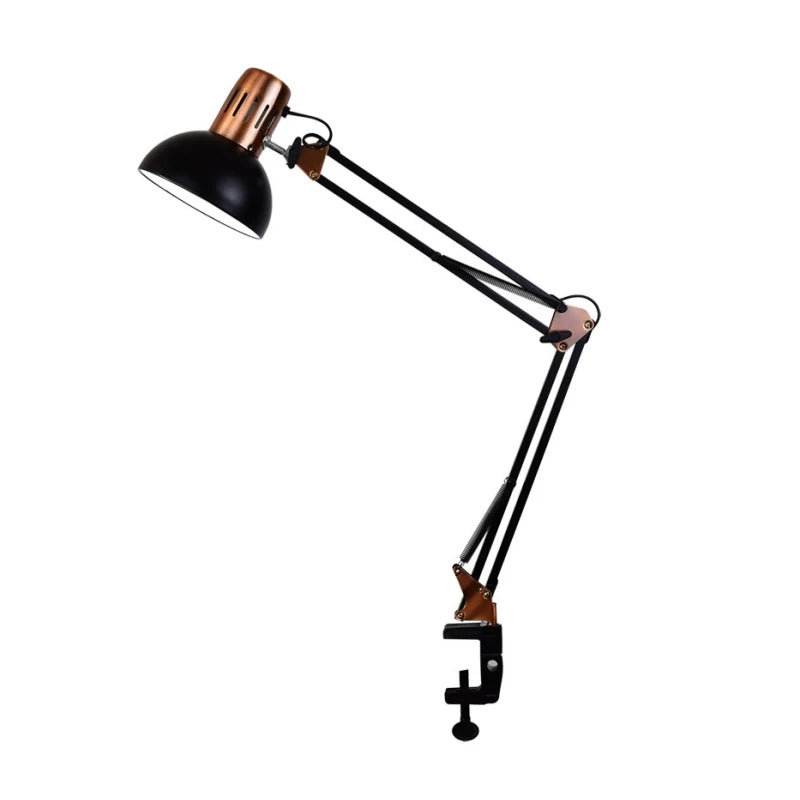 Industrial Foldable LED Table Lamp With Clamp E27 Telescopic Swing Arm Dormitory Reading Lamp Bedside Childern's Room Desk Light