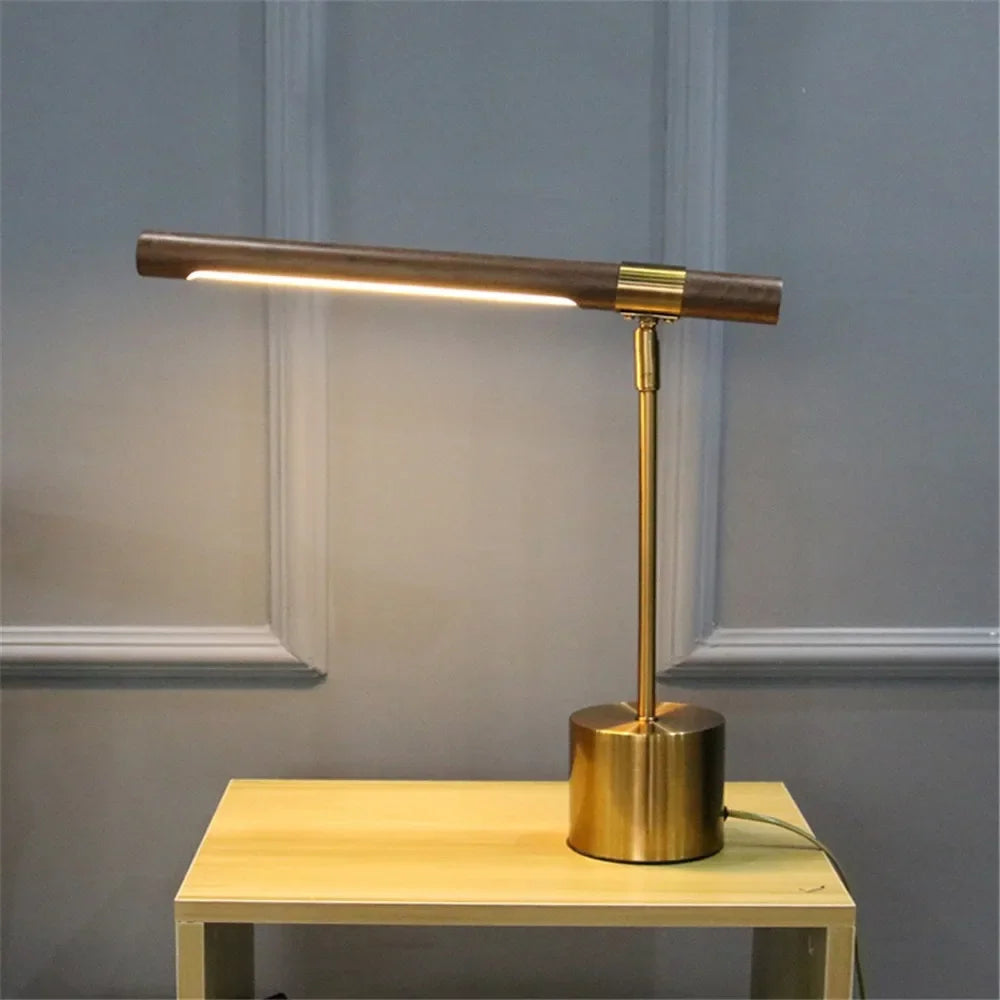 Modern simple wood grain LED desk lamp hotel art decoration table lamp bedroom study eye protection reading table lamp indoor