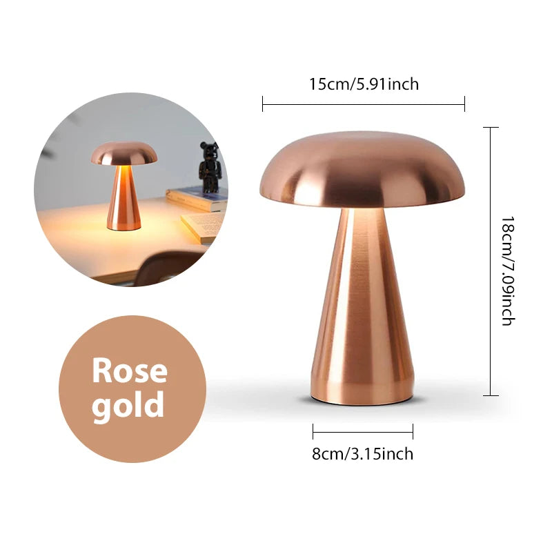 Retro table lamp Mushroom LED Night Light Rechargeable desk lamp Touch Sensor Reading Lights  for bedroom  Restaurant Bar Decor
