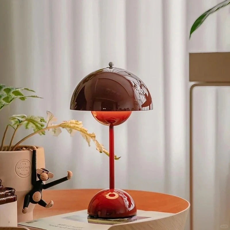 Tradition Flowerpot Portable LED Table Lamp Showcases a Simple yet Elegant Design Rechargeable Mushroom Dimming Touch Stick Lamp