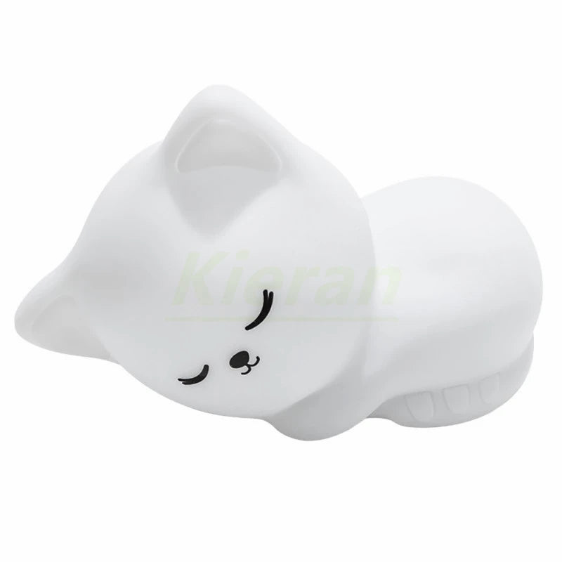 Soft Silicone Cat Seven Colors LED Night Lights USB Rechargeable Children Baby Kids Floor Lamp Creative Cartoon Room Decor Light