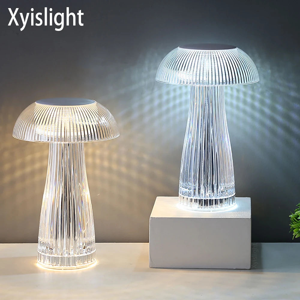 Mushroom Crystal Table Lamp LED  Ambient Light Touch Night Light for Restaurant Cafe Bar Living Room Bedroom Bedside Decoration