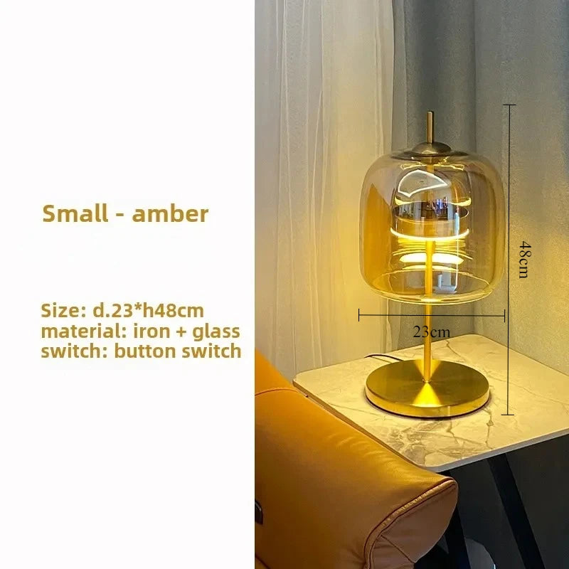 Modern Glass Art Led Table Lamp Designer Smoky Gray Cognac Glass Desk Floor Lamp Living Room Bedroom Bedsidee Decorative Home