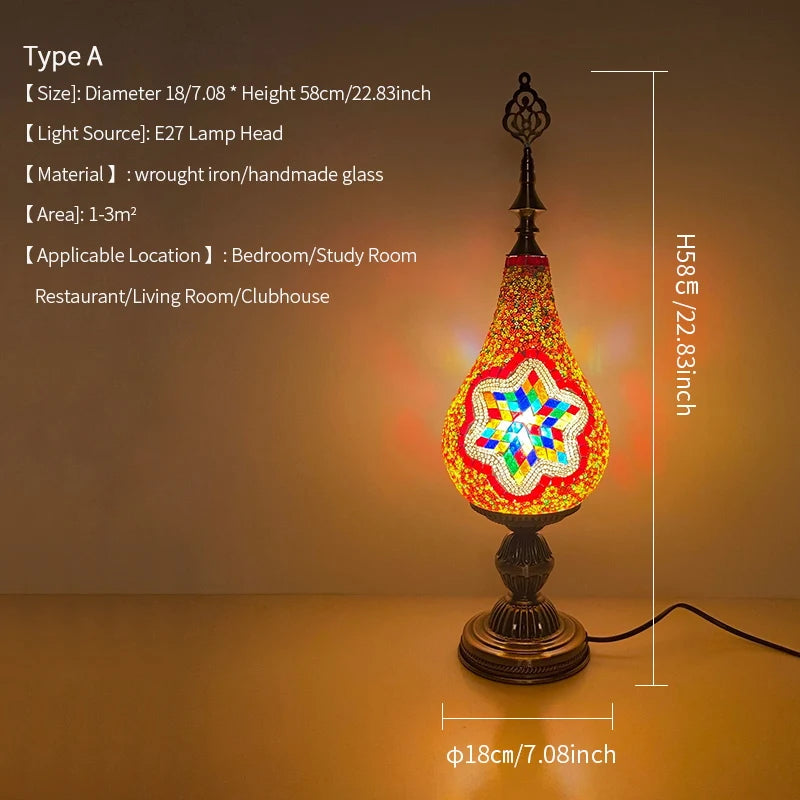 Moroccan Stained Glass Mosaic Table Lamp for Decor And Desk Lighting Ideal for Hallways Bedrooms Living Rooms & Studies