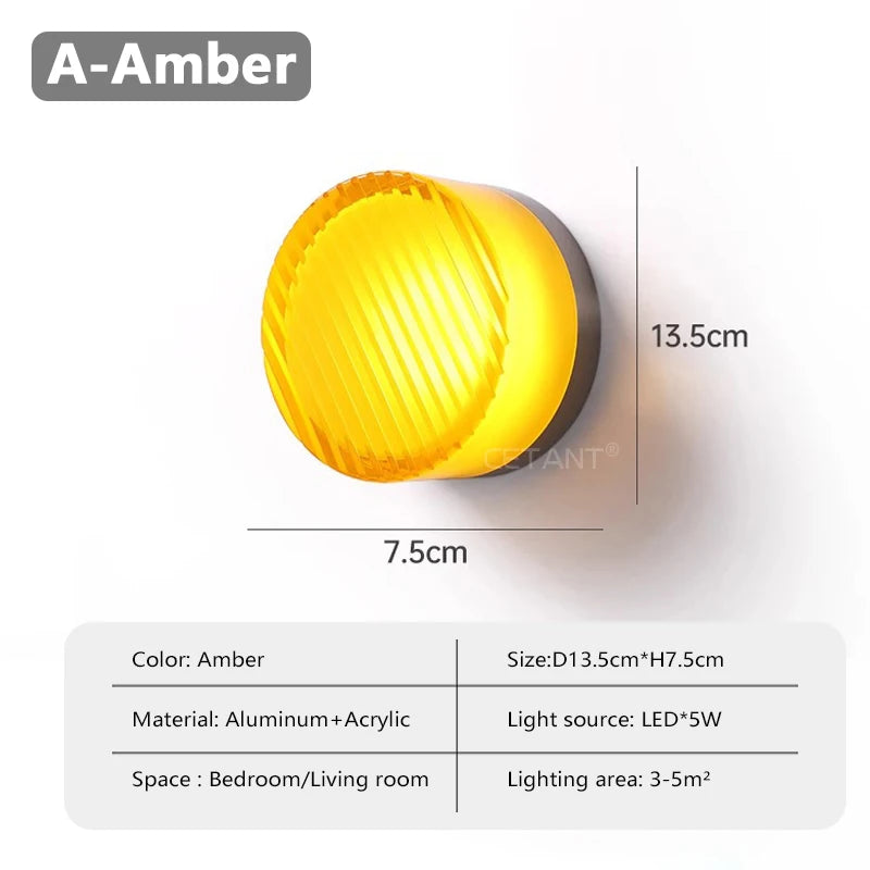 Nordic LED Wall Lamp Amber Jelly Interior Decoration Acrylic Small Wall Lamp Bedroom Living Room Balcony Entrance Hotel Lighting