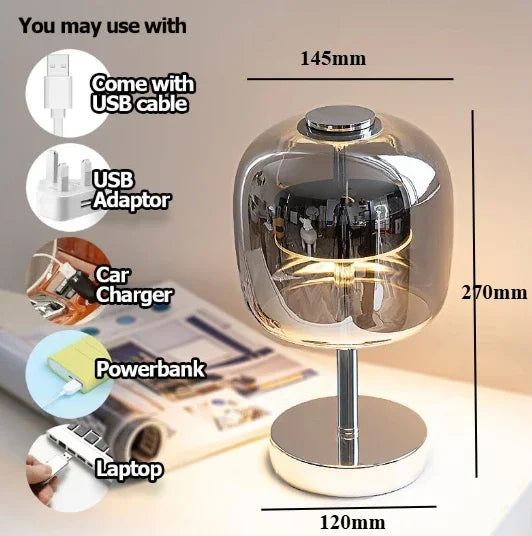 Modern Glass Art Led Table Lamp Designer Smoky Gray Cognac Glass Desk Floor Lamp Living Room Bedroom Bedsidee Decorative Home