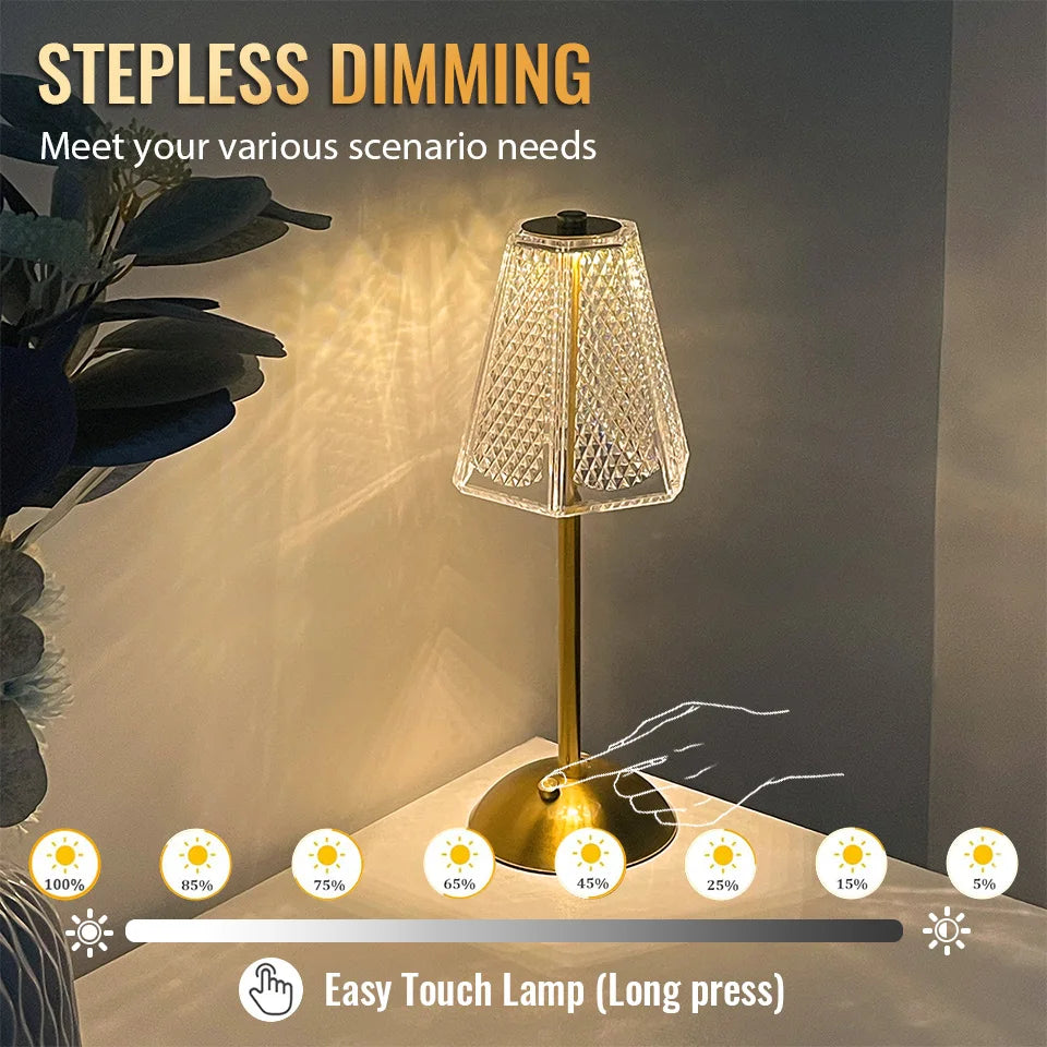 LED Table Lamp touch lamp rechargeable LED light vintage lamp Wireless Reading lamp for bedroom desk lamp bedside table Bar home