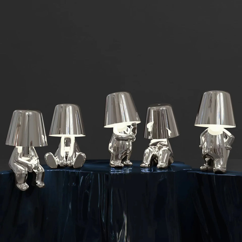 Modern New Thinker Golden Statue Desk Lamp Bedroom Touch Atmosphere Usb Charging Decorative Desk Lamp Ornament