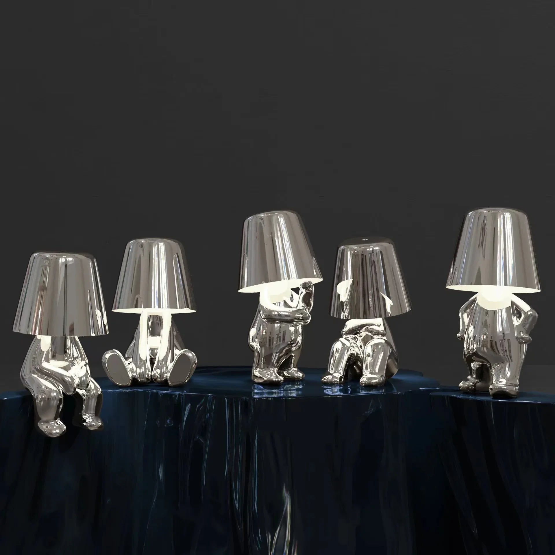 Modern New Thinker Golden Statue Desk Lamp Bedroom Touch Atmosphere Usb Charging Decorative Desk Lamp Ornament
