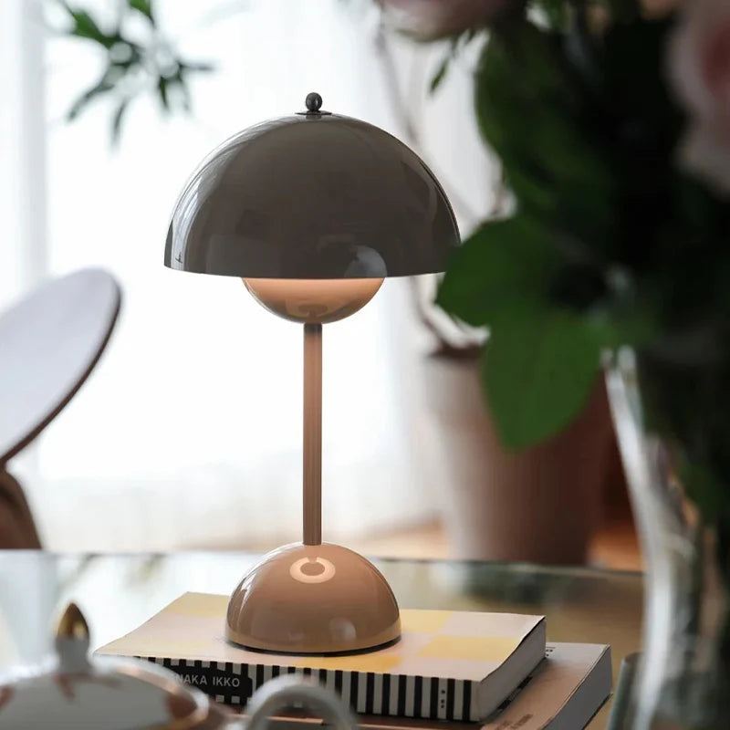 Tradition Flowerpot Portable LED Table Lamp Showcases a Simple yet Elegant Design Rechargeable Mushroom Dimming Touch Stick Lamp
