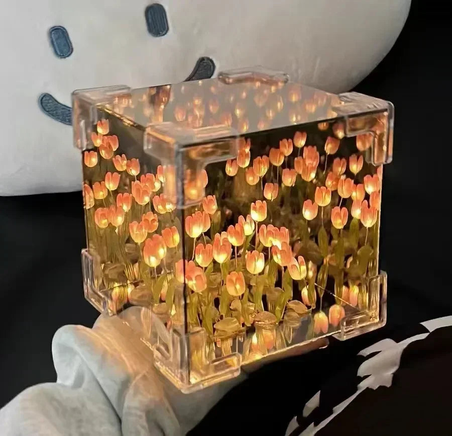 DIY 3D Tulip Flower Sea Night Lamp Kit - Romantic Creative Gift for Girlfriend, Couples and Special Occasions
